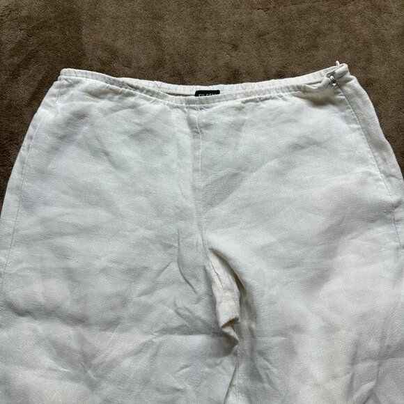 Eileen Fisher Linen Wide Leg Pants Petite Medium White Petite Side Zip - Picture 3 of 8